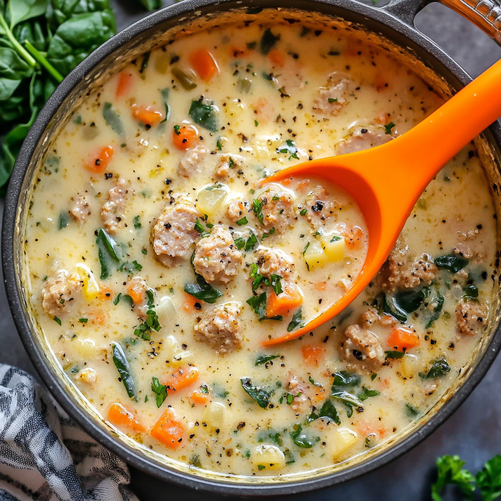 Delicious Italian Sausage Soup with Creamy Parmesan