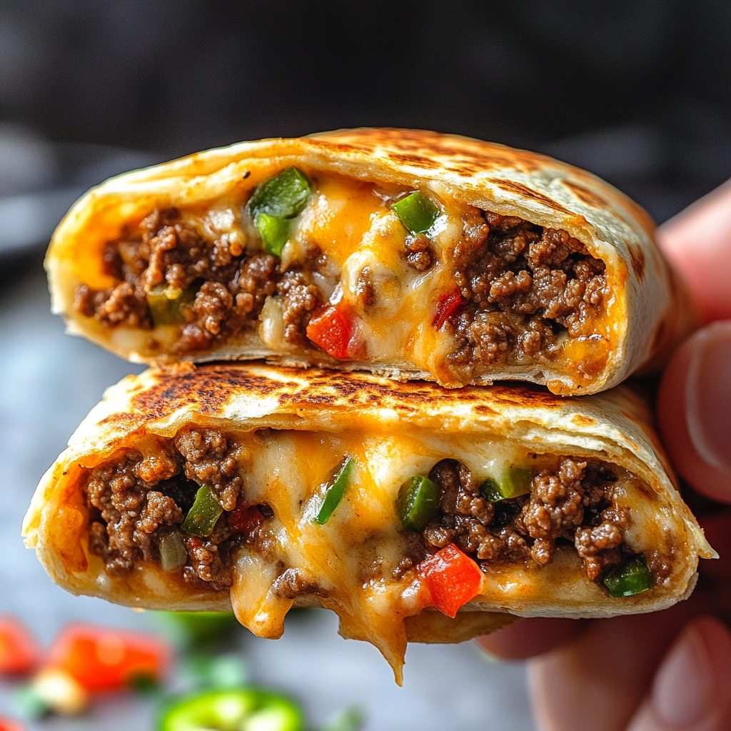 Delicious Nacho Cheese Beef Wrap with Ingredients