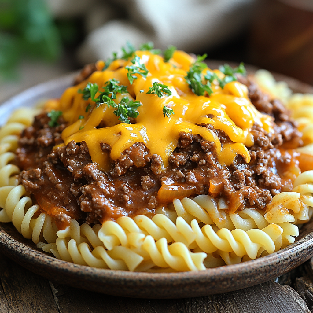 Delicious Rotini Pasta with Savory Beef Sauce