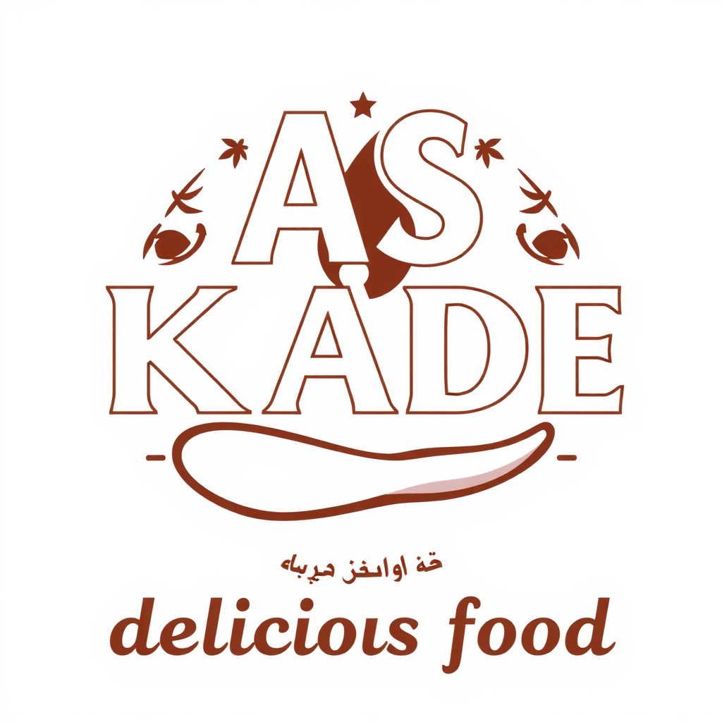 Delicious food logo AS KADE with food aesthetics.