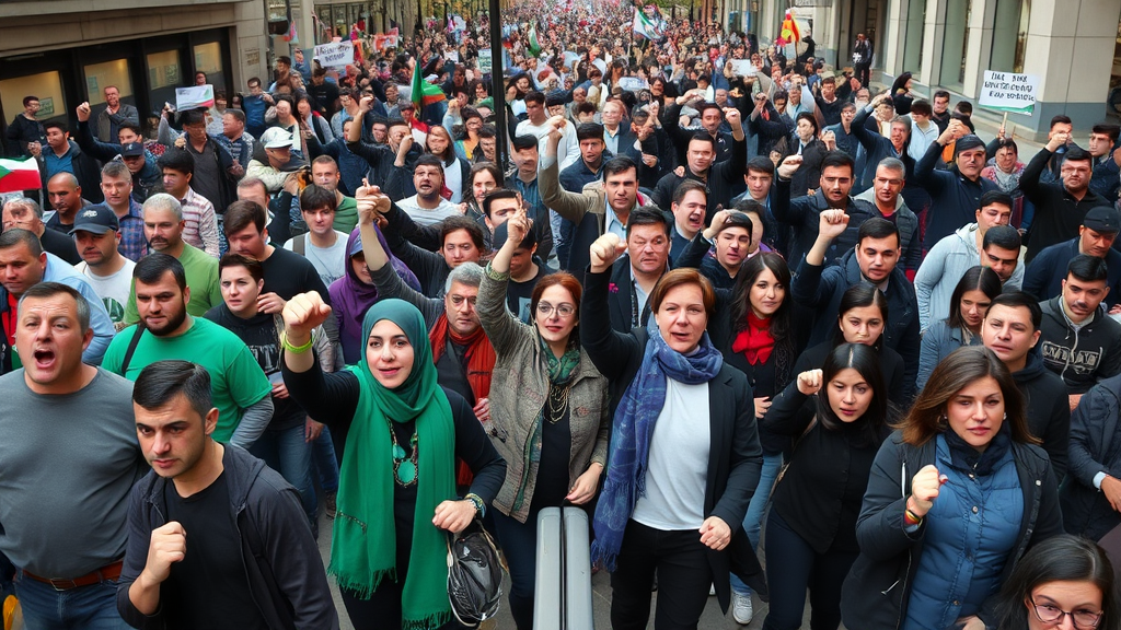 Dense Crowd Protesting on Tehran Streets
