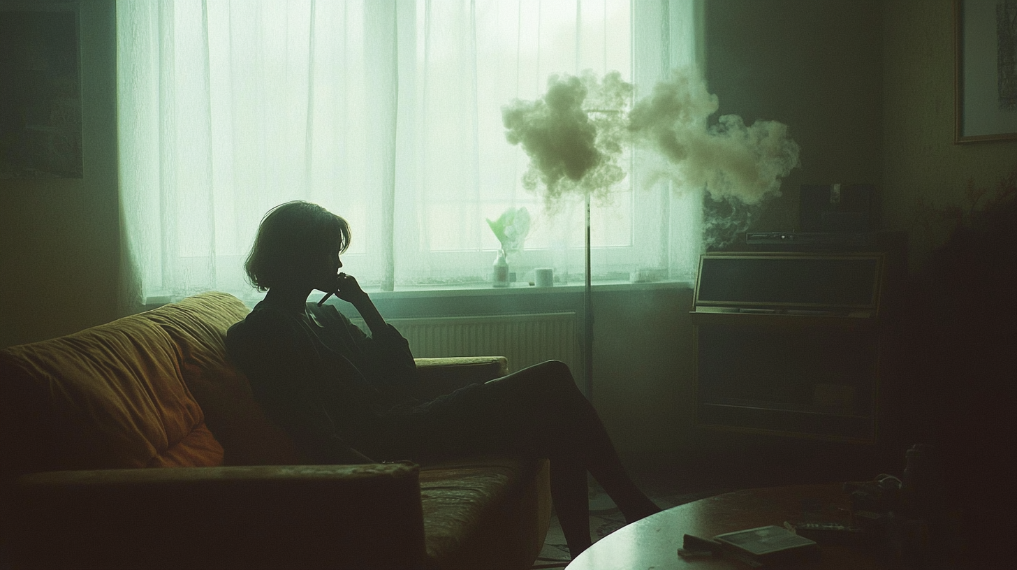 Depraved smoking women in East Berlin apartment