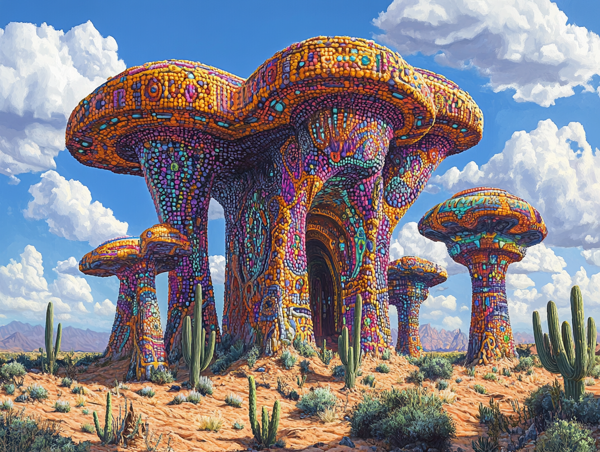 Desert Shroom Trip: Melting Visual Masterpiece in ASCII