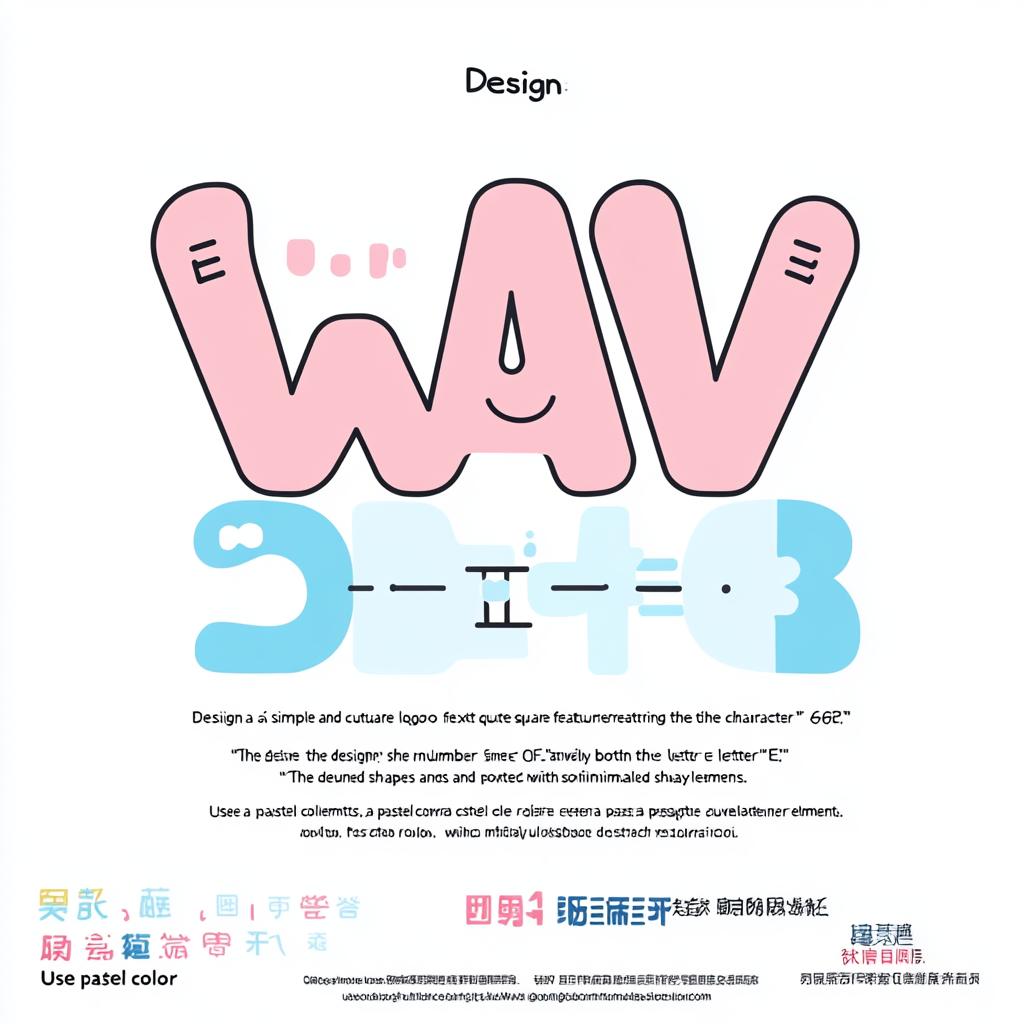 Design cute square logo with 'WAV三' text creatively.