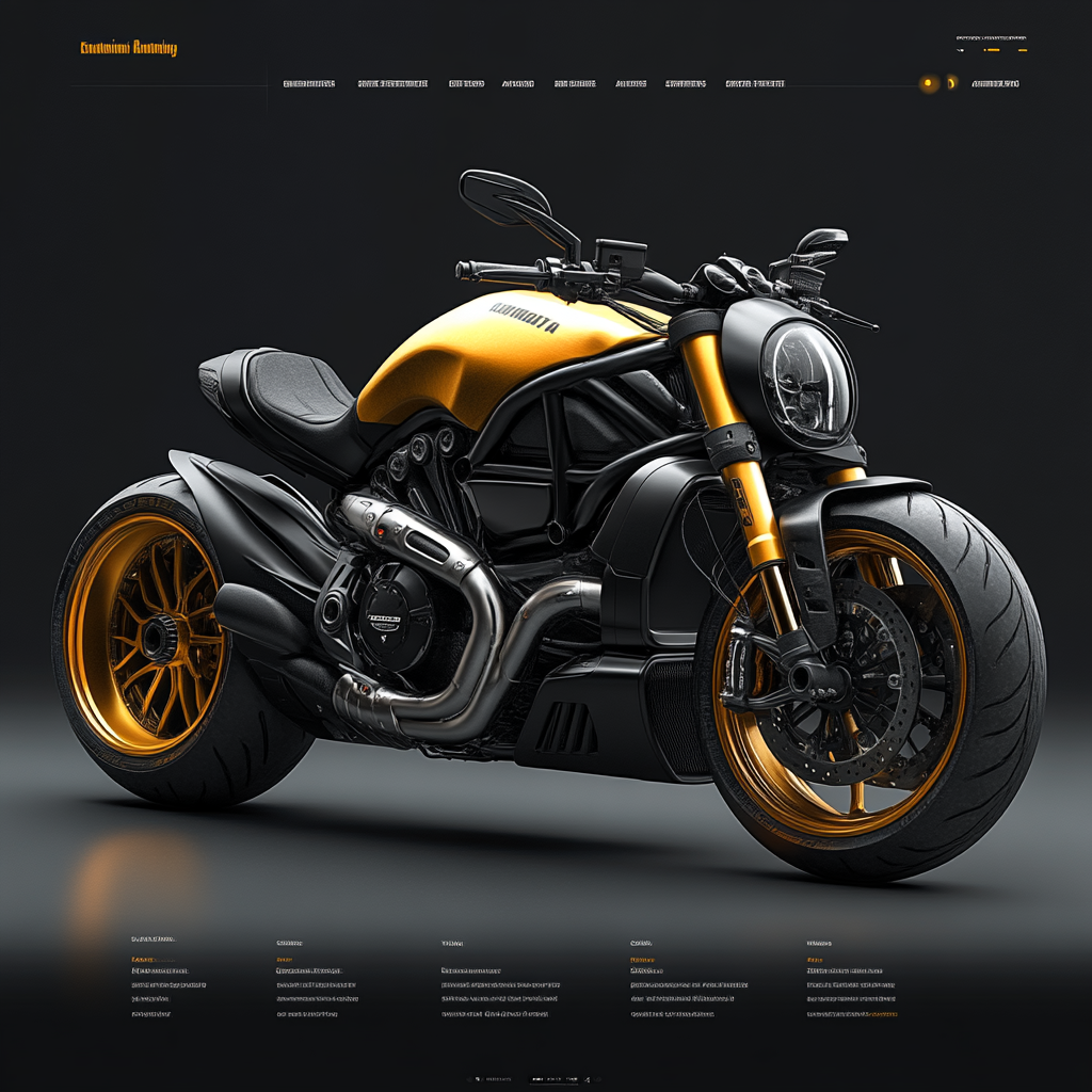 Design modern, sporty landing page for motorcycle company.