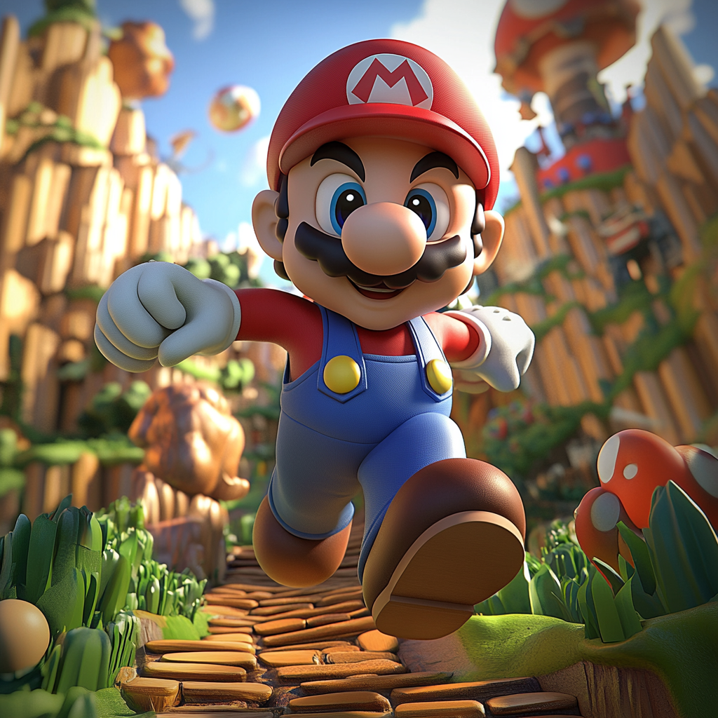 Detailed 3D Super Mario In Action Background