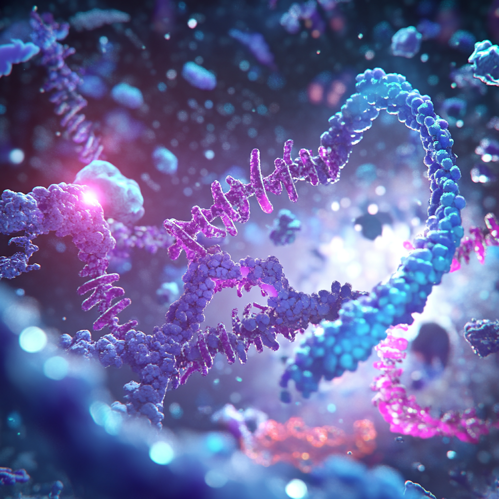 Detailed 4K image: CRISPR/Cas9 gene editing inside cell.