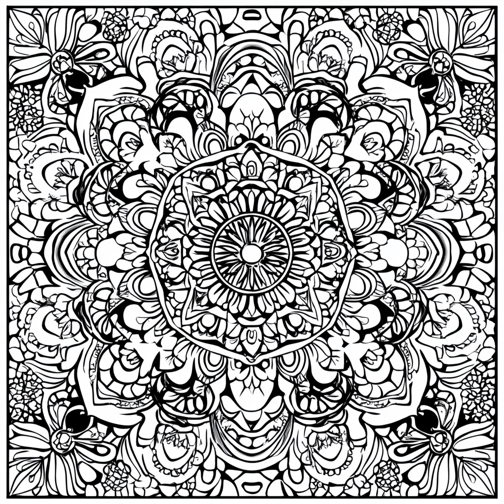 Detailed Black and White Mandala Coloring Page