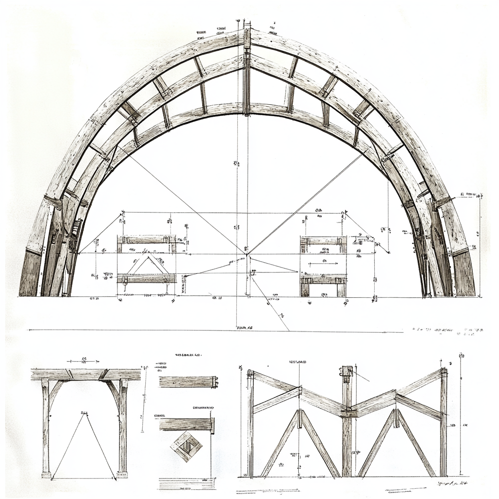 Detailed Blueprint: Half-Ellipse Timber Truss Construction Plan