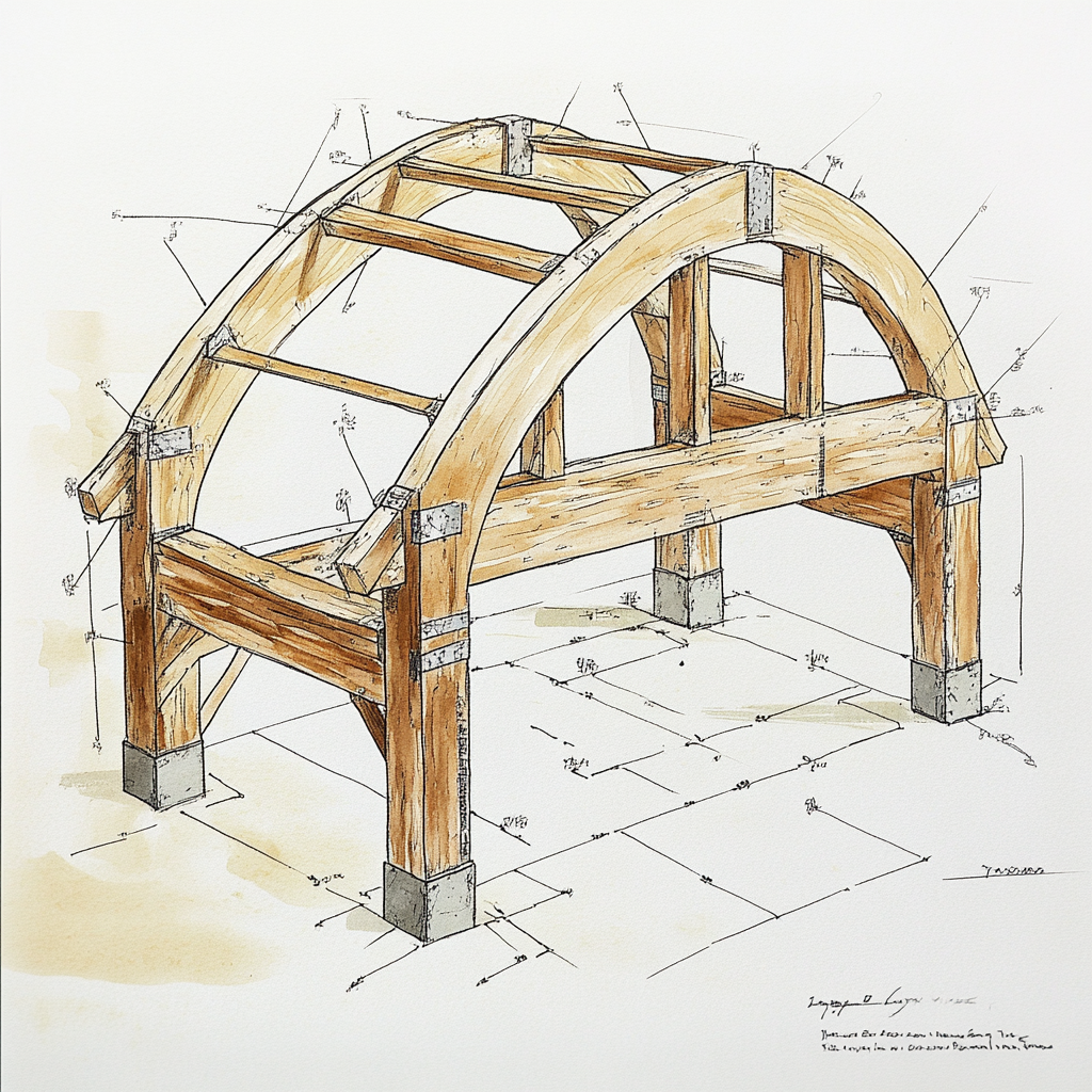 Detailed Construction Plan for Elliptical Timber Frame Barn