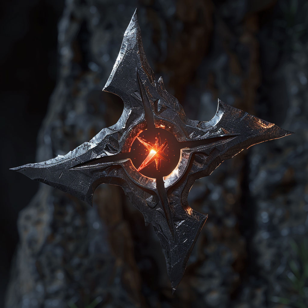 Detailed image of 'Power' shuriken with glowing aura.