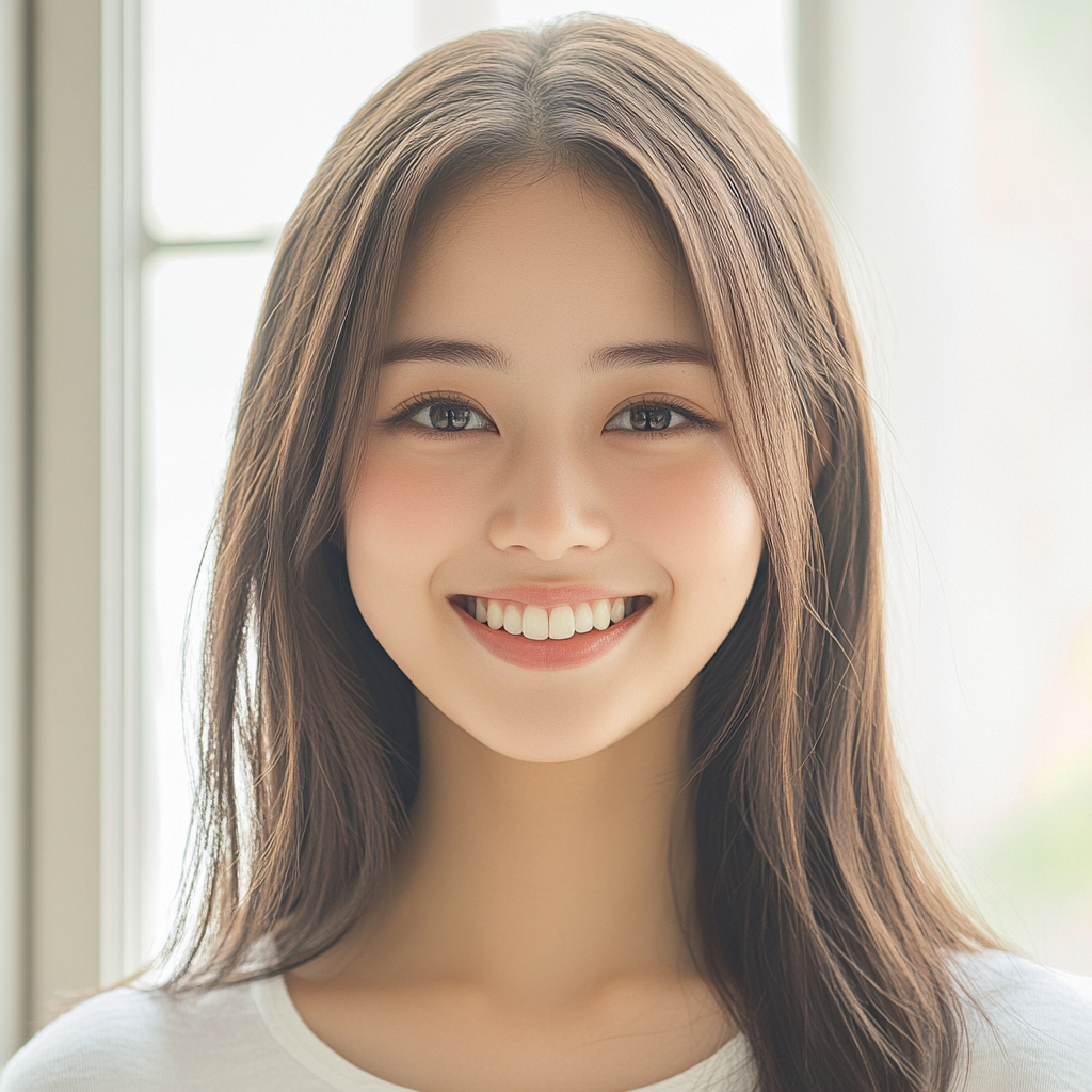 Detailed image of young Japanese woman with perfect smile.