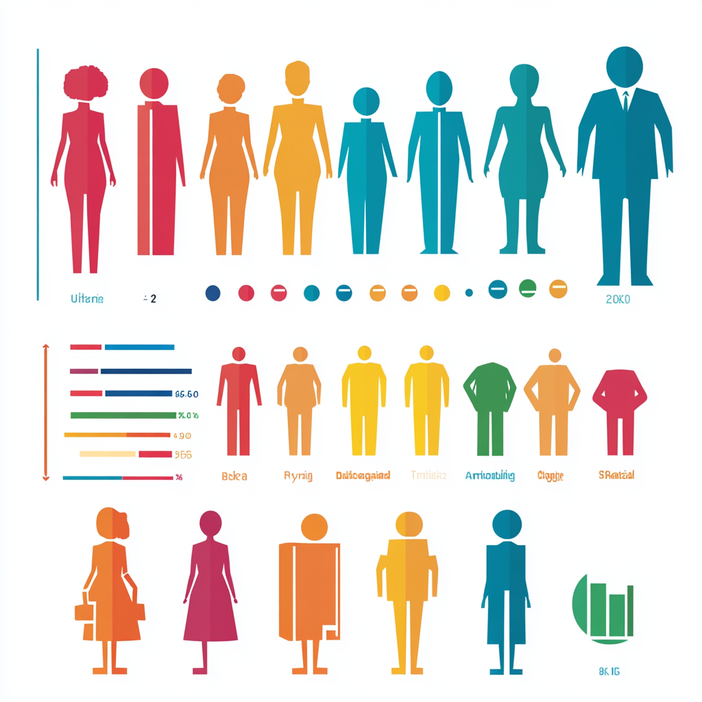 Detailed infographic showcasing demographic segmentation by age, gender, occupation.