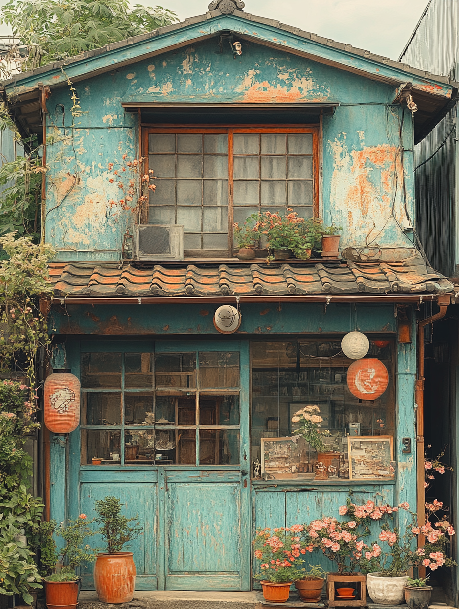 Detailed photo house Wabi-sabi style architecture photography.