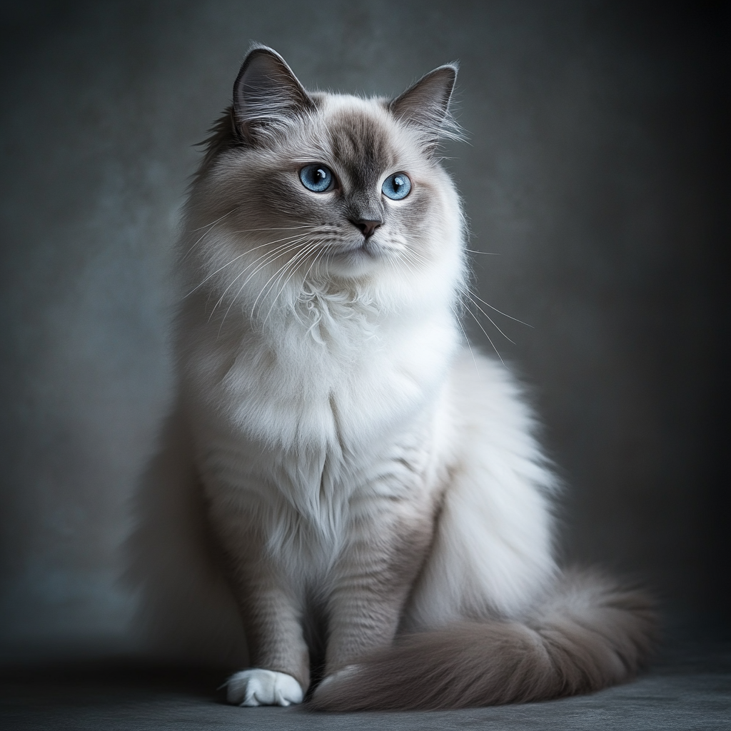 Detailed photo of Ragdoll cat with fluffy fur.