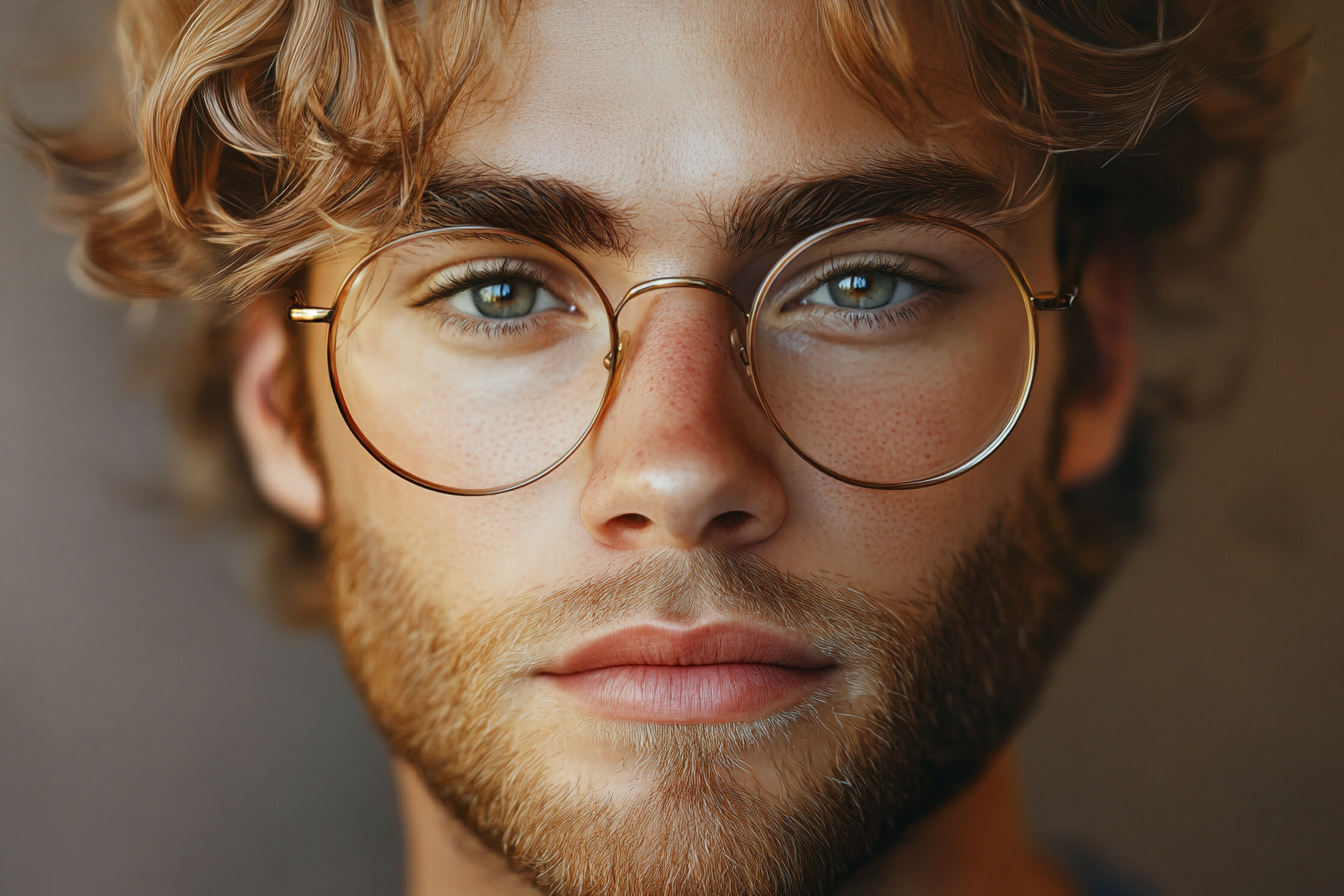 Detailed photorealistic portrait of young man with features described.