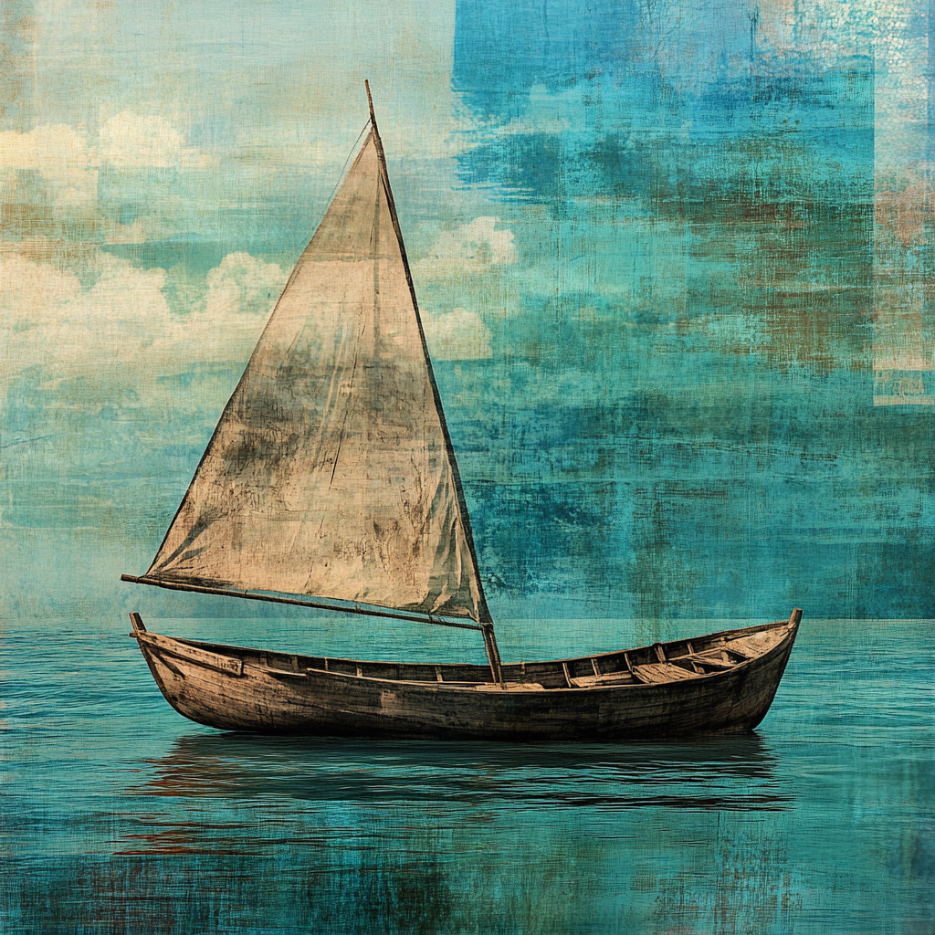 Detailed texture of Brazilian jangada boat against abstract background.