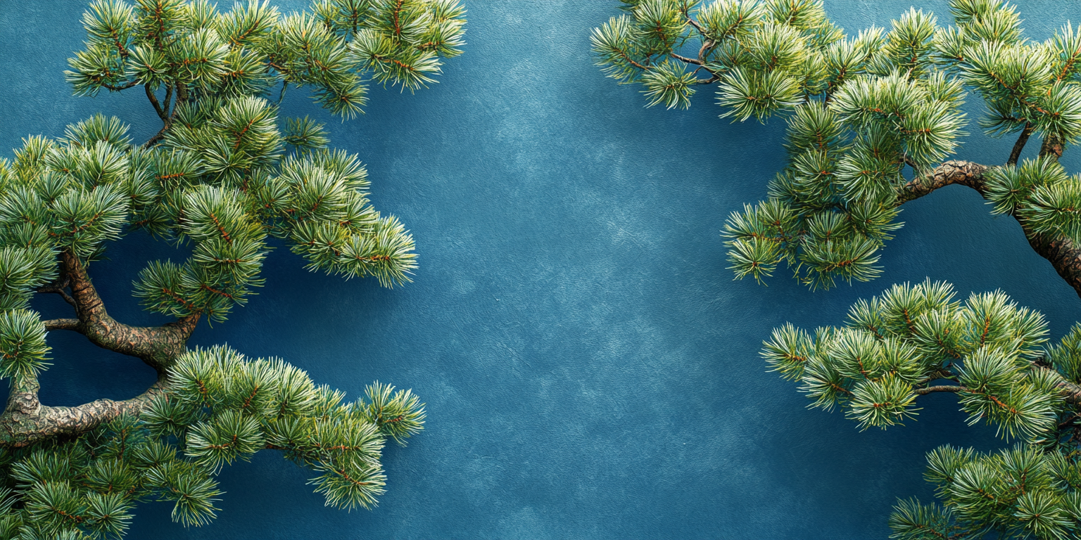 Detailed view of dense pine tree branches from above.