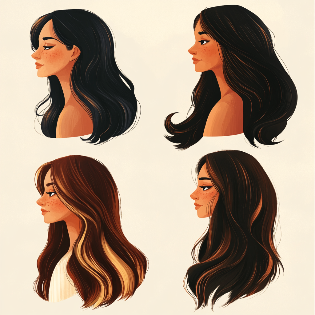 Different lengths of hair for hairdressing website customers.