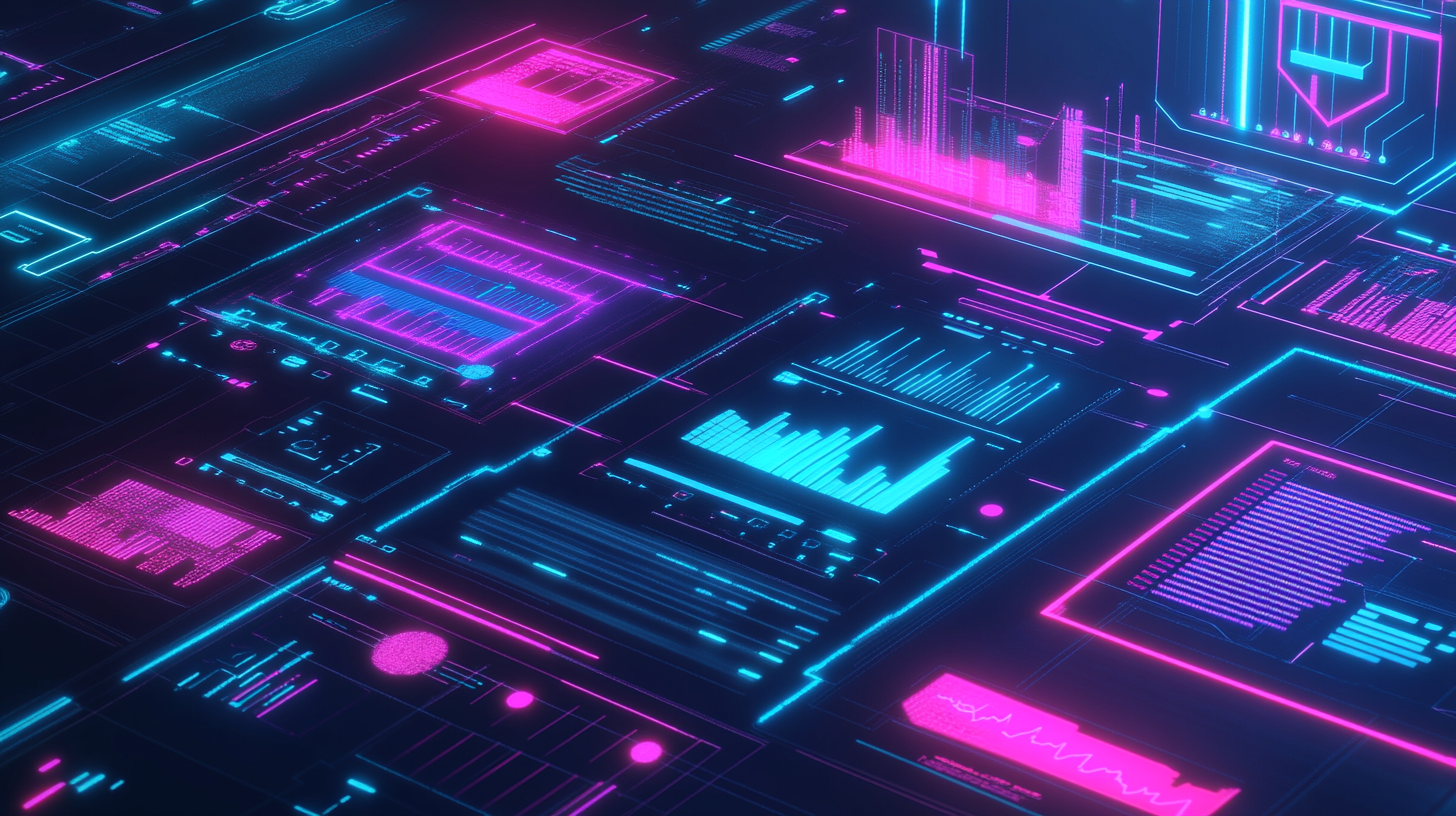 Digital Marketing Innovation: A Futuristic Neon Gridscape