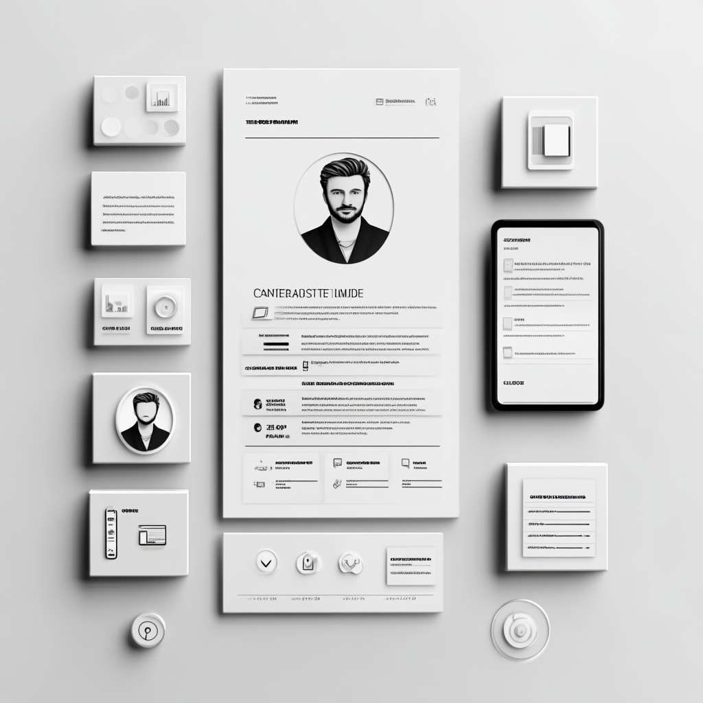 Digital art of resume contact info icons