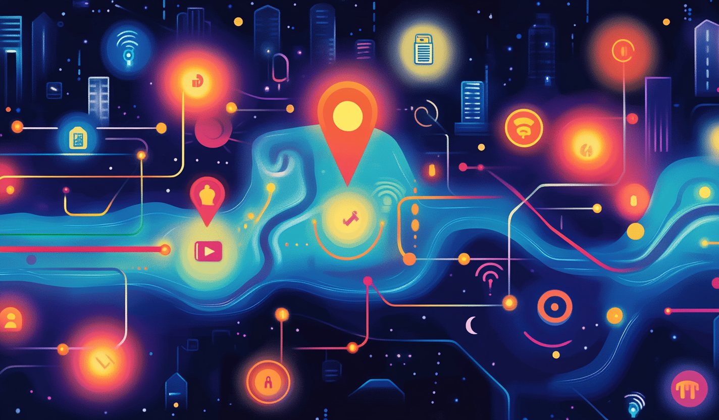 Digital map showing business growth journey through SEO