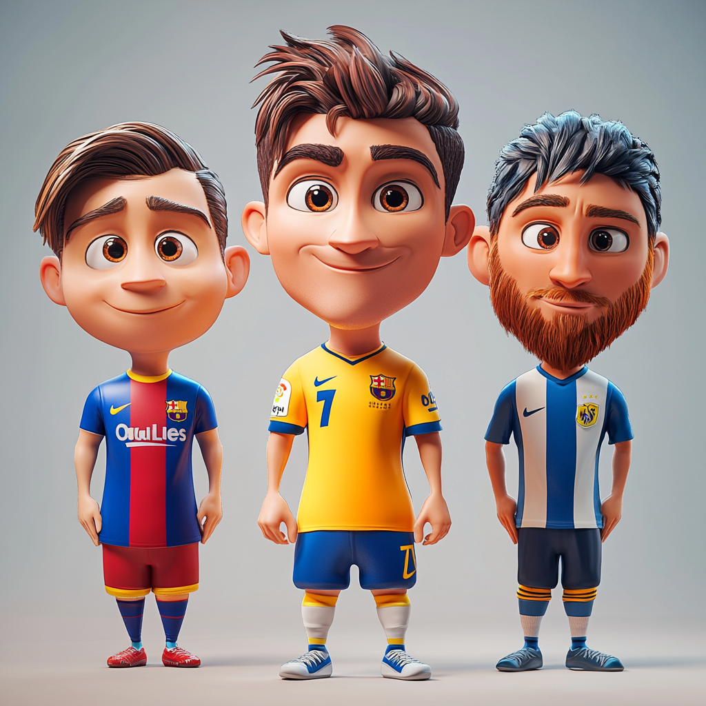 Disney-Pixar image of Ronaldo, Messi and Neymar.