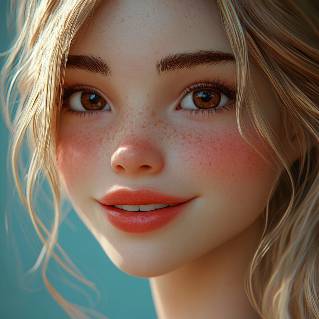 Disney Style 3D Blonde Girl Portrait 