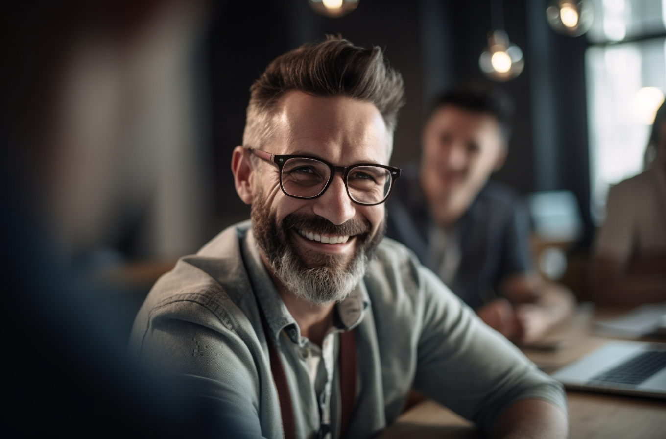 Diverse office team enjoys a moment together