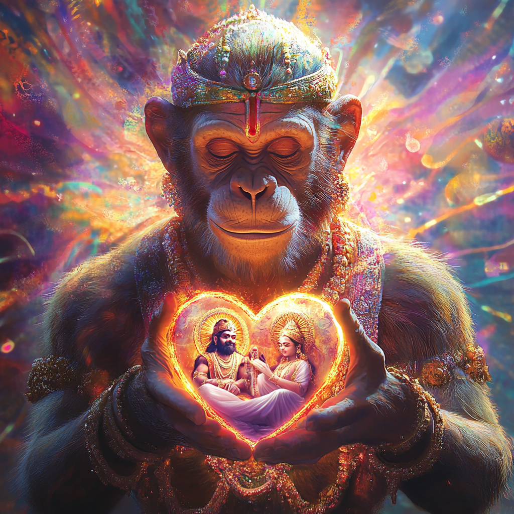 Divine Hanuman holding Heart of Shri Ram