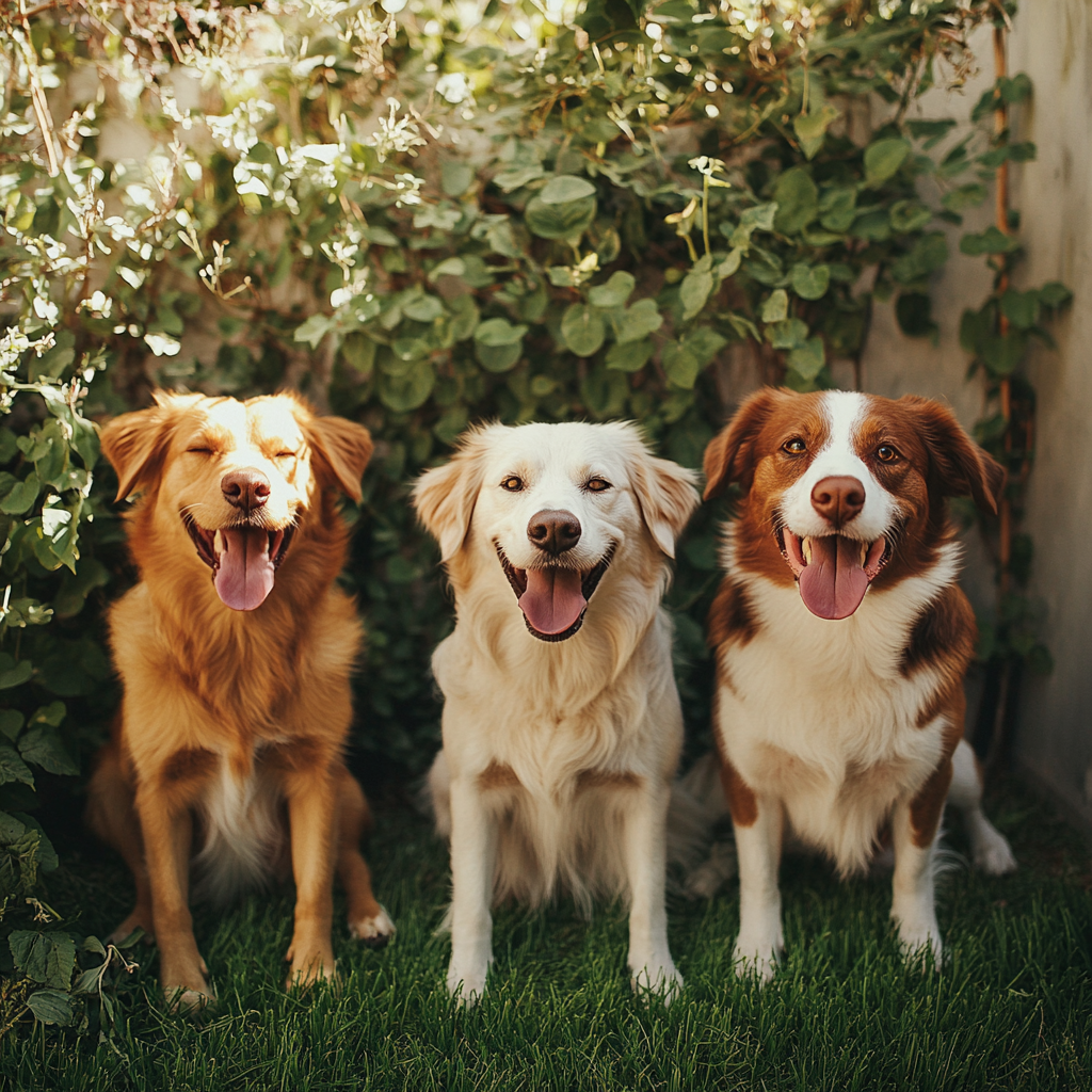 Dogs Enjoying Last Day of Summer in Yard