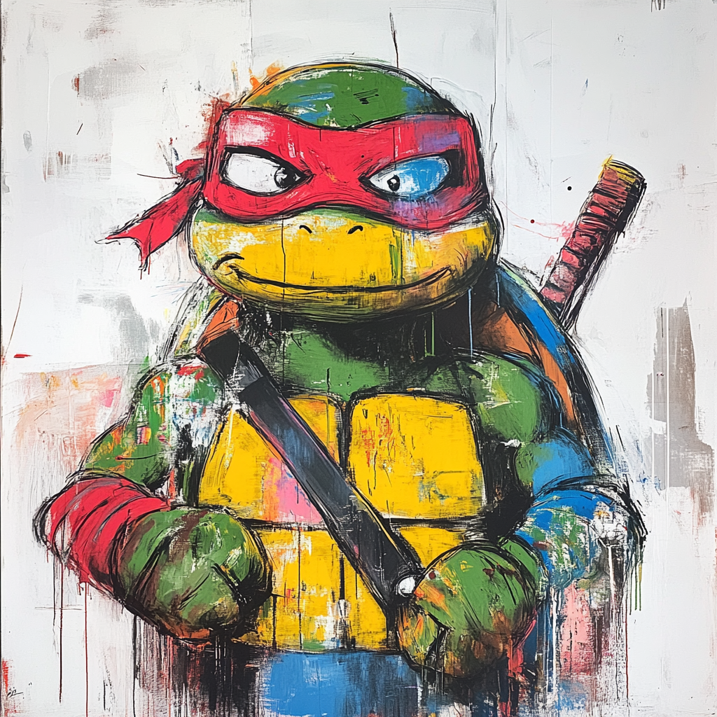 Donatello TMNT painting, high resolution, minimalist design.