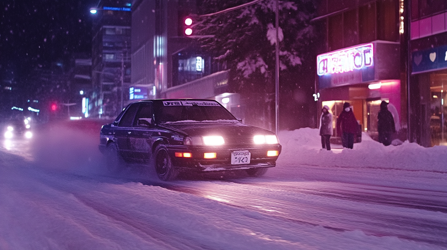 Downtown Wellington Night Bosozoku Car Snow HD