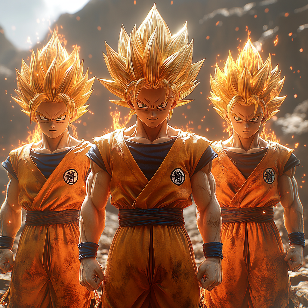 Dragon Ball Super Saiyan Trio Ready for Battle