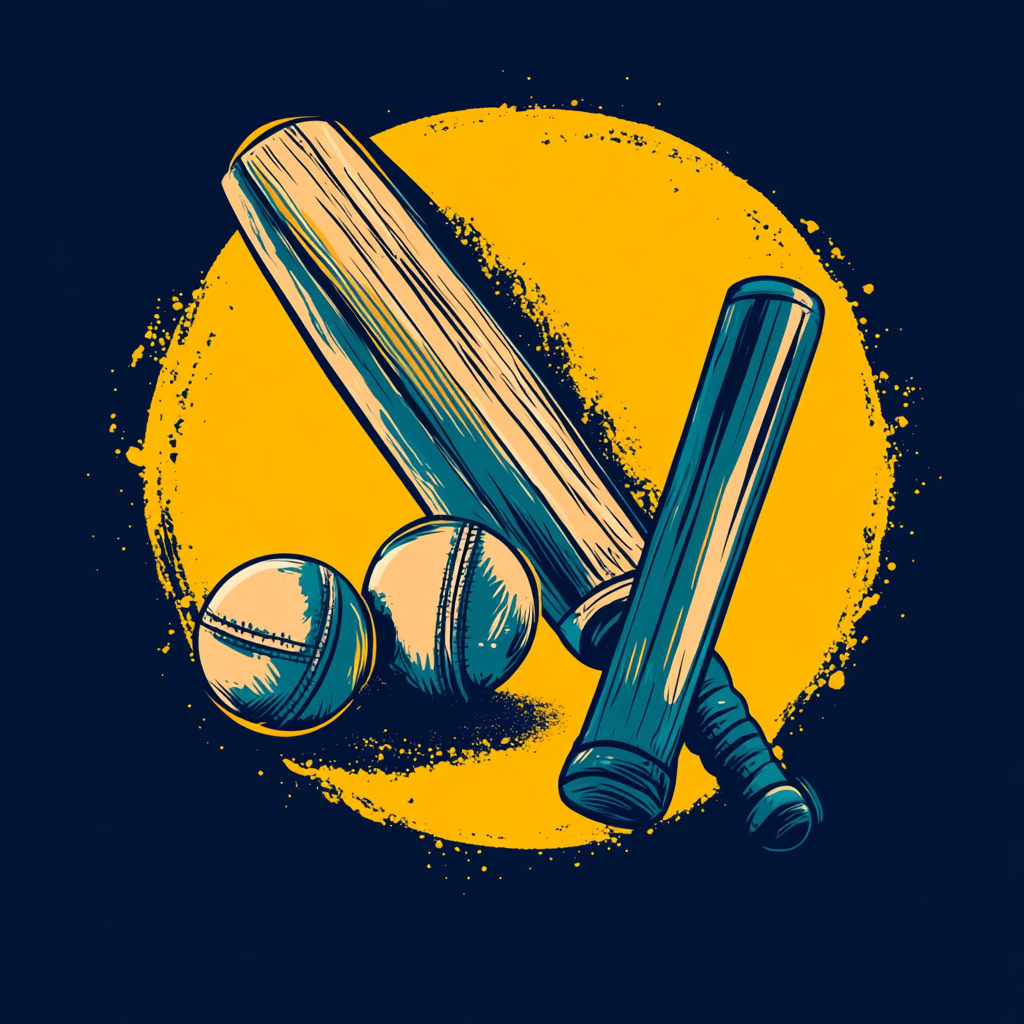 Drawing of Dhaka Capitals cricket team in navy blue and yellow featuring cricket elements.