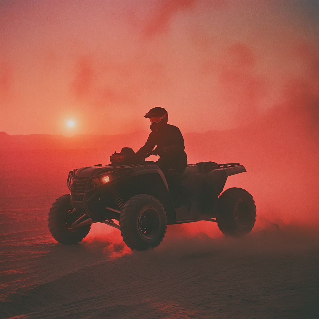 Dreamy desert adventure on high-tech black ATV