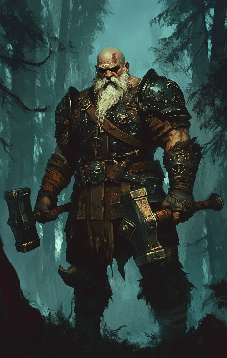 Dwarf enforcer in banshee armor with dual maces.