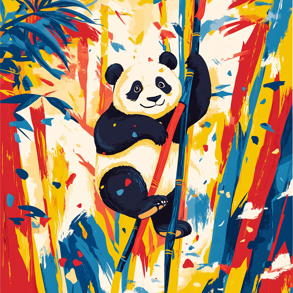 Kung Fu Panda Climbing Bamboo Stalks