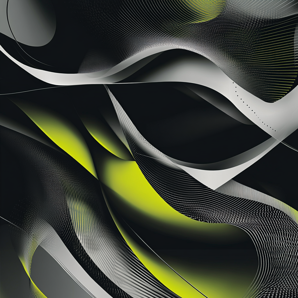 Dynamic abstract blend of flowing lines and geometric patterns.