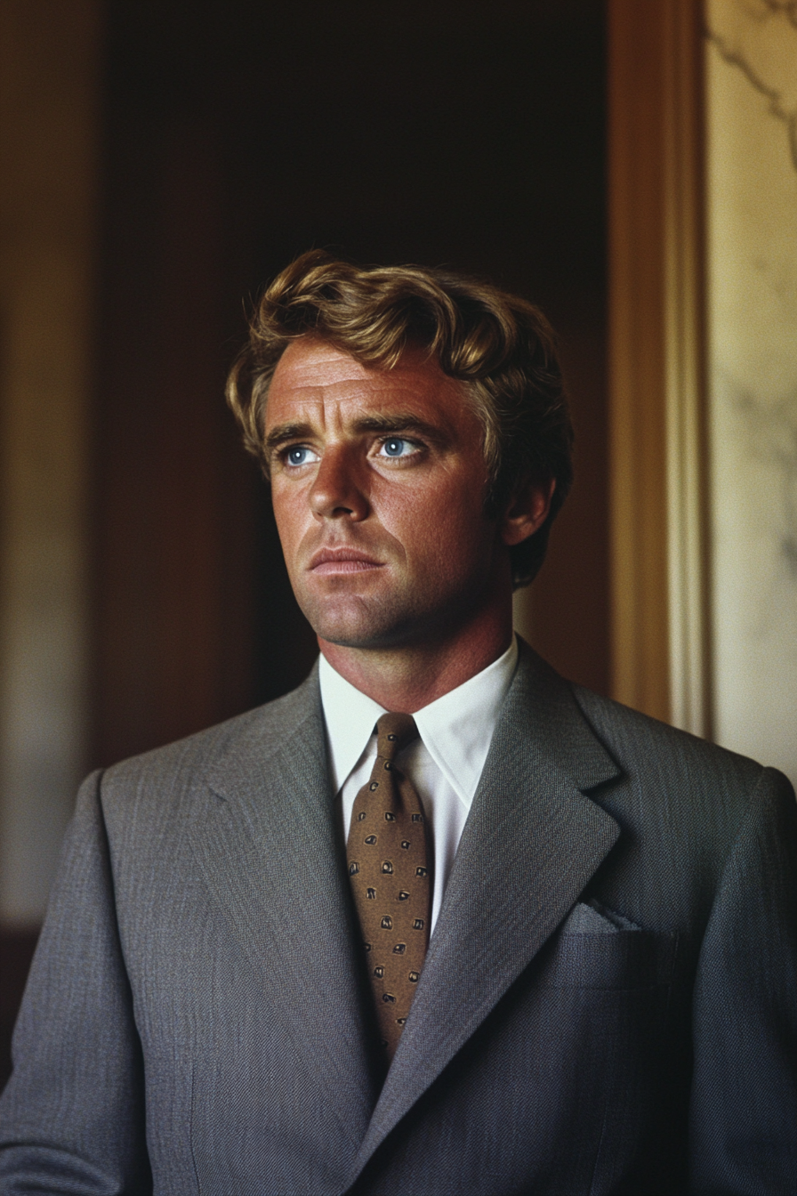 Dynamic movie still of RFK Jr. in 1970s.