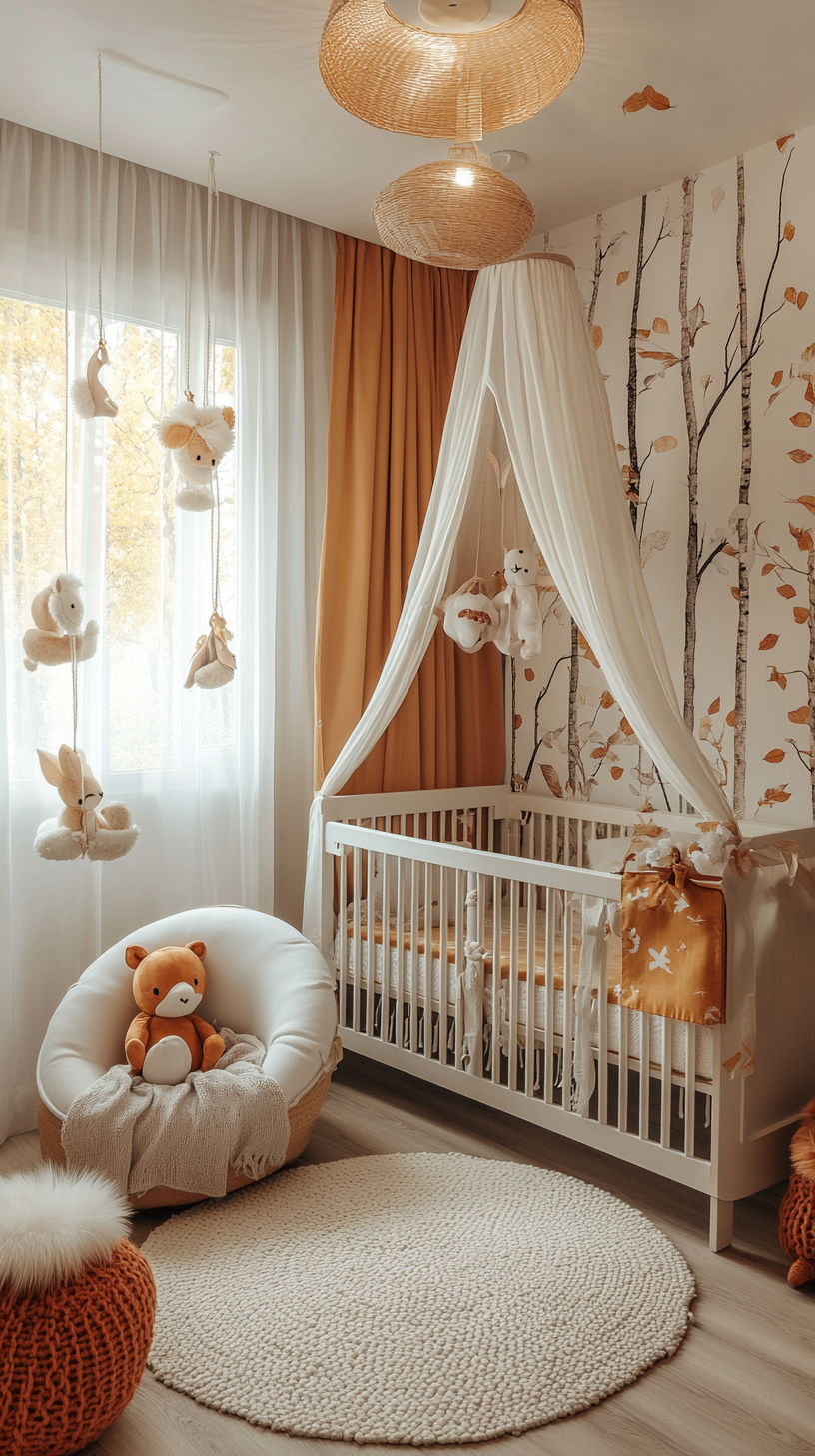 Décoration de chambre de bébé avec thème de forêt