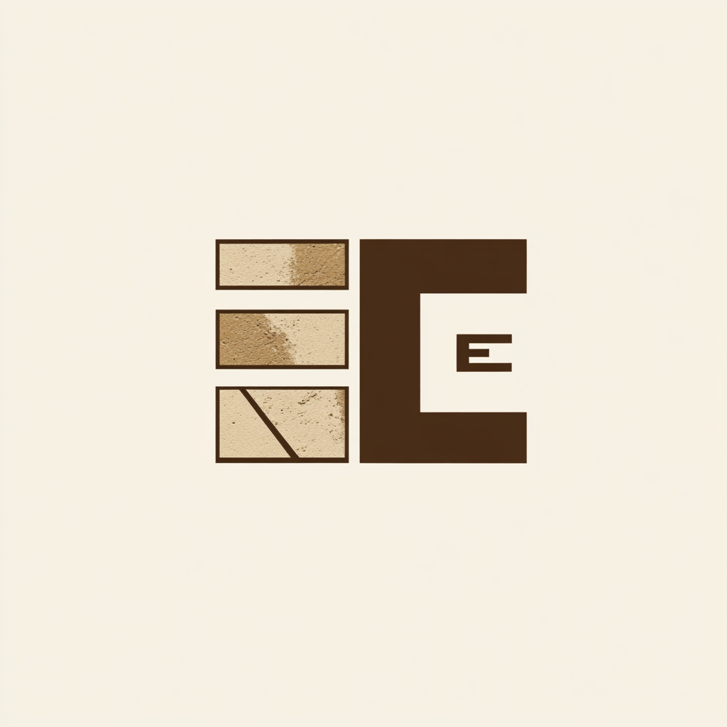 EC logo with pavers, stones, plants symbolizing craftsmanship.