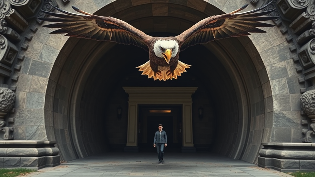 Eagle Tunnel Entrance Scene with Person Illustration