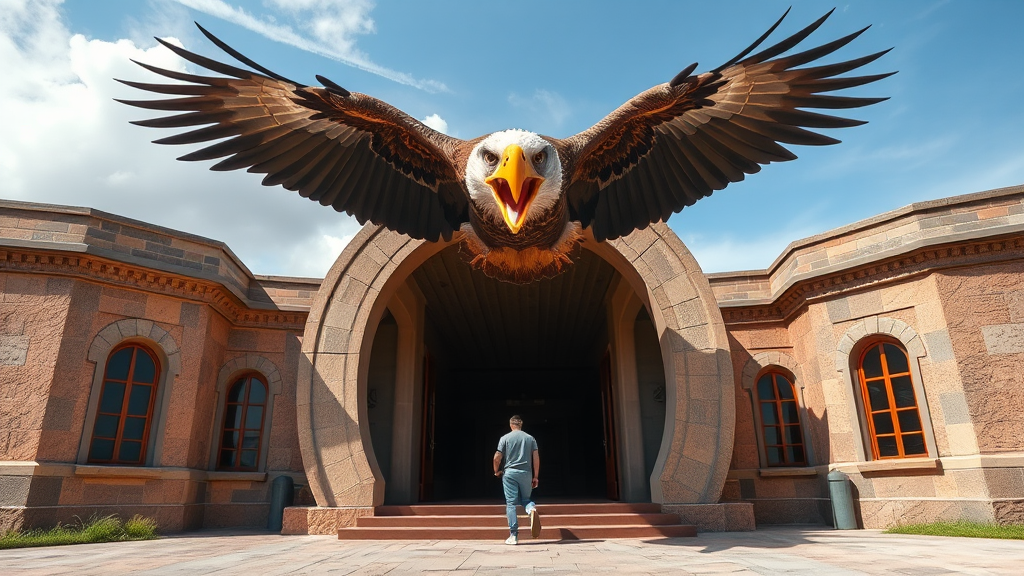 Eagle Tunnel Entrance with Flying Bird