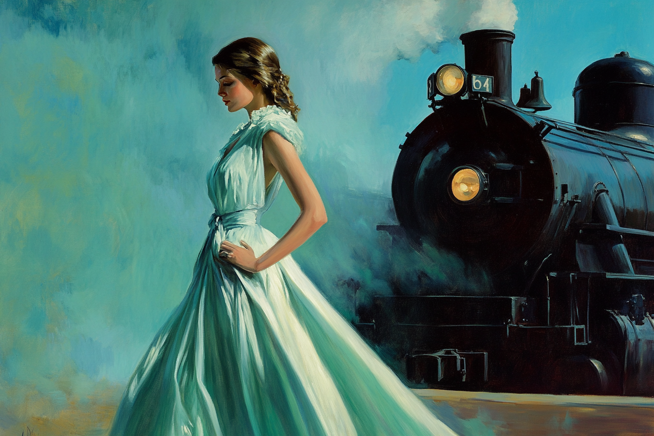 Edward Hopper hyperrealist painting glamour woman train station