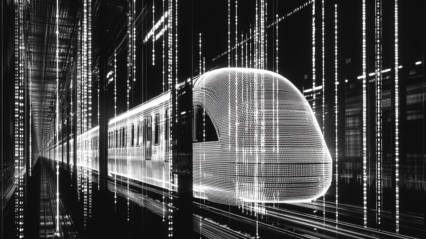 Efficient digital railway vehicles in black and white.