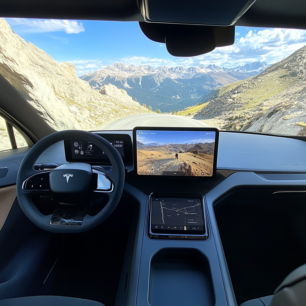 Electric car driver's AR camp trip simulation experience