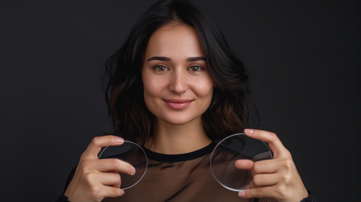 Elegant 30-Year-Old Woman Showcasing Half Circle Device