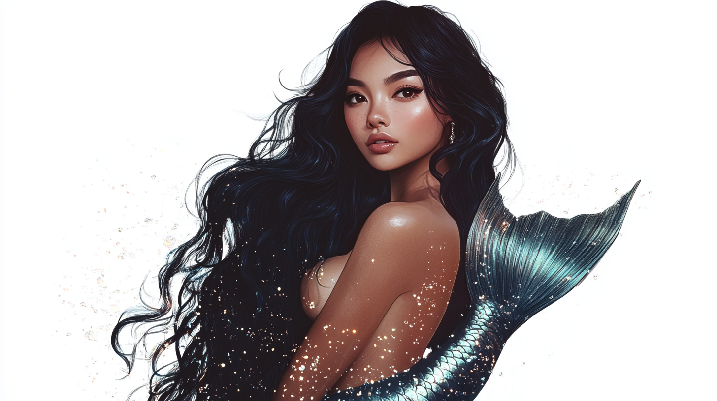 Elegant Asian Mermaid with Graceful Pose