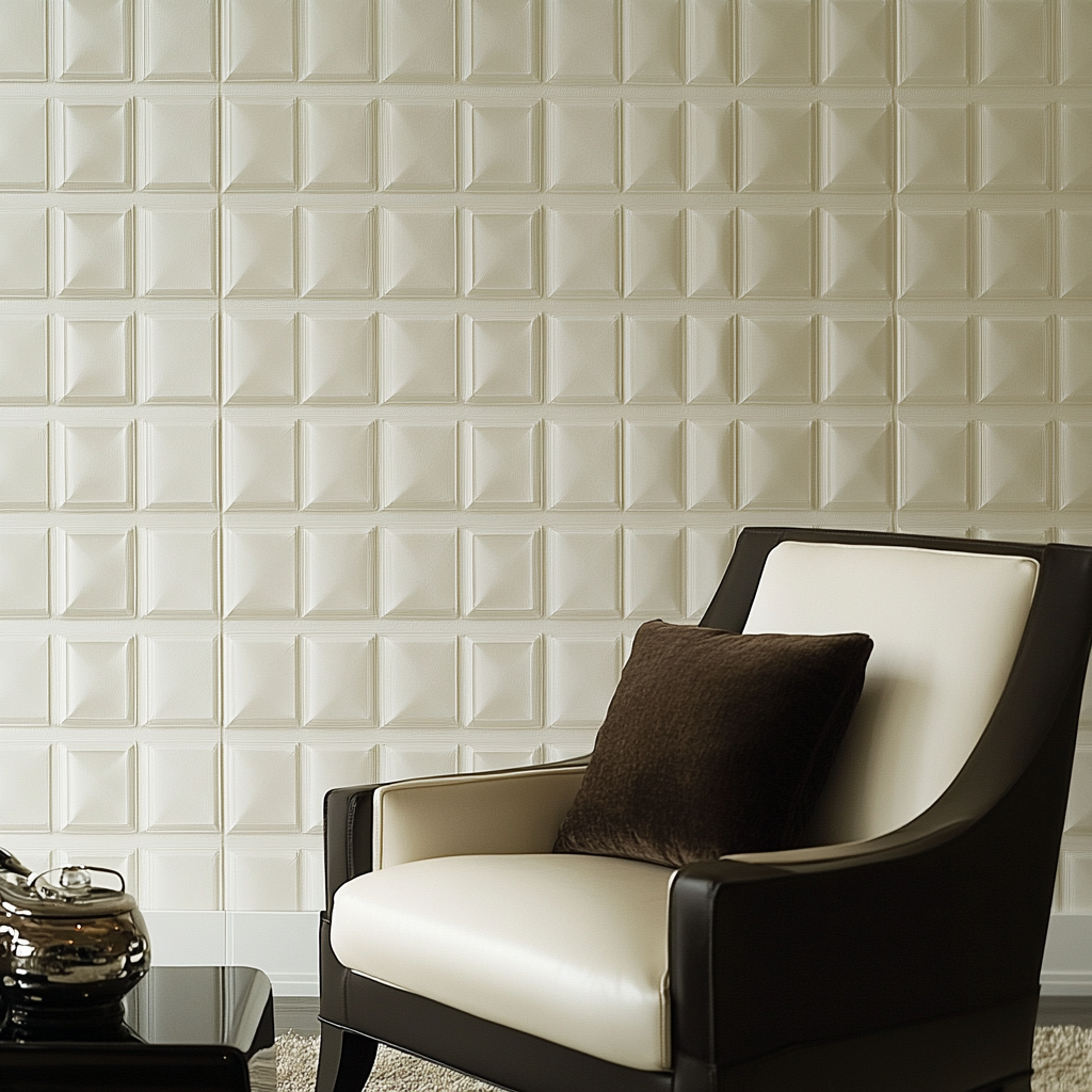 Elegant Beige Wall with Geometric Pattern Wallpaper